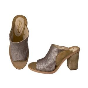 Free People NEW Mule/Sandal Heels Open Toe Snakeskin Embossed Leather